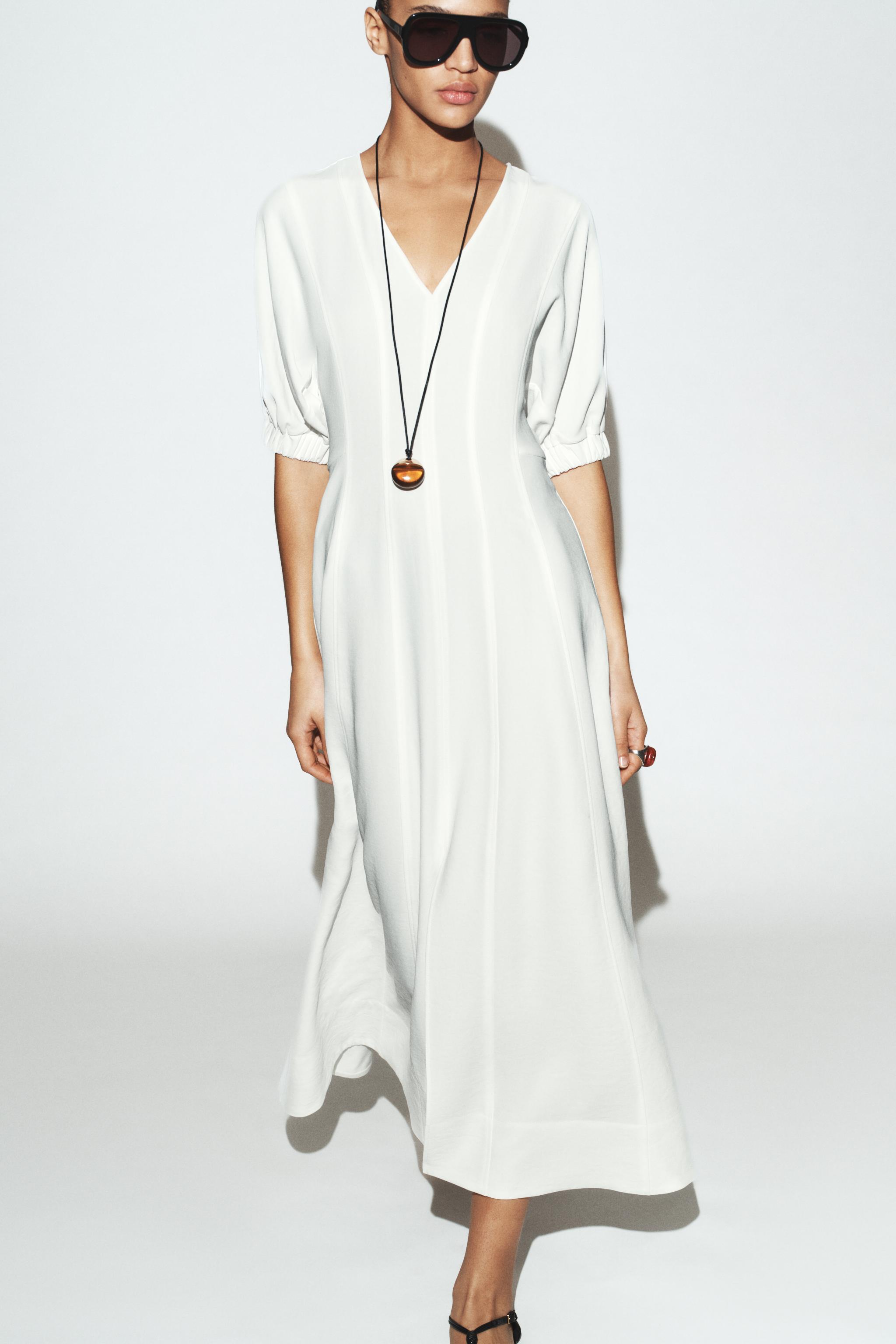 BALLOON SLEEVE MIDI DRESS